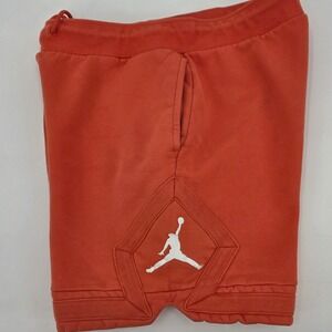 NIKE AIR JORDAN ESSENTIAL FLEECE SHORTS MENS LARGE ORANGE WHITE DIAMOND ACTIVE